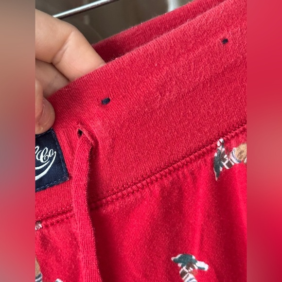 Ralph Lauren bear print joggers pajama pants drawstring logo patch football polo - Picture 11 of 11